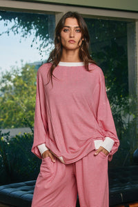 Reversible Twist Front Striped Knit Top
