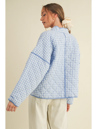 Quilted Plaid Puff Jacket with Pockets