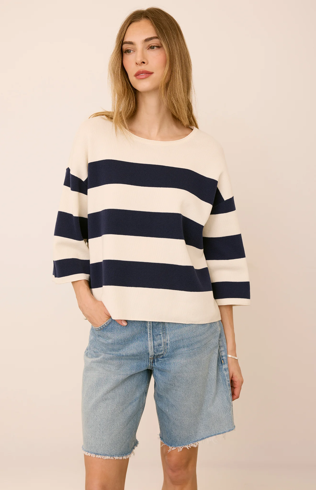 Amina Knit Top | Navy Stripe