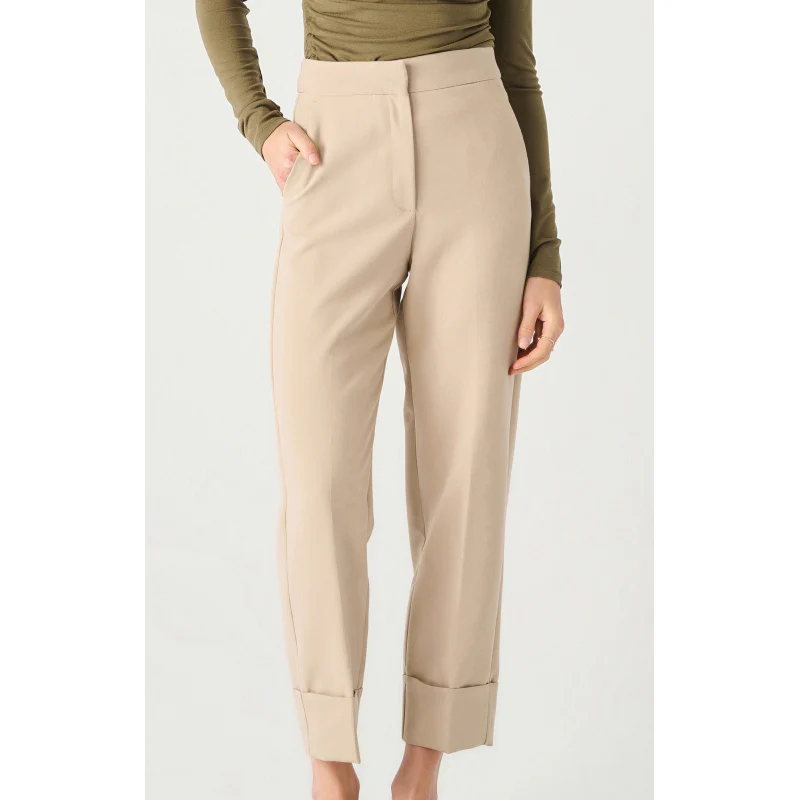 Cuffed Dress Pant in Light Taupe