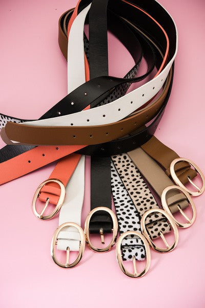 Oval Buckle Vegan Leather Belt