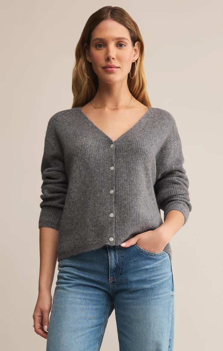 Emile V-Neck Cardigan | Classic Heather Grey