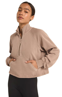 On The Run Half Zip Sweatshirt in Latte