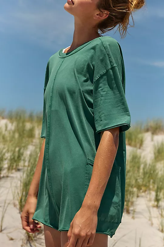 Hot Shot Tee Romper In Heritage Green