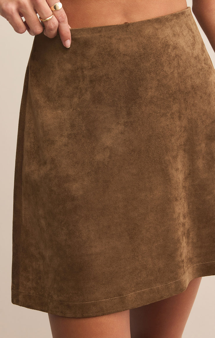 Ciera Vegan Suede Mini Skirt in Camel