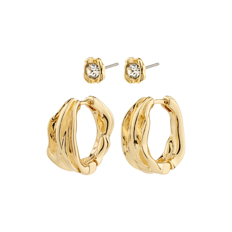 Feel Recycled Earrings 2-in-1 Set Gold Plated