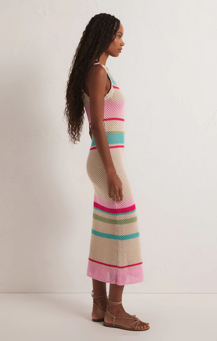 Ibiza Stripe Crochet Sweater Dress