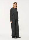 Black mottled wide leg pants with large turn-ups