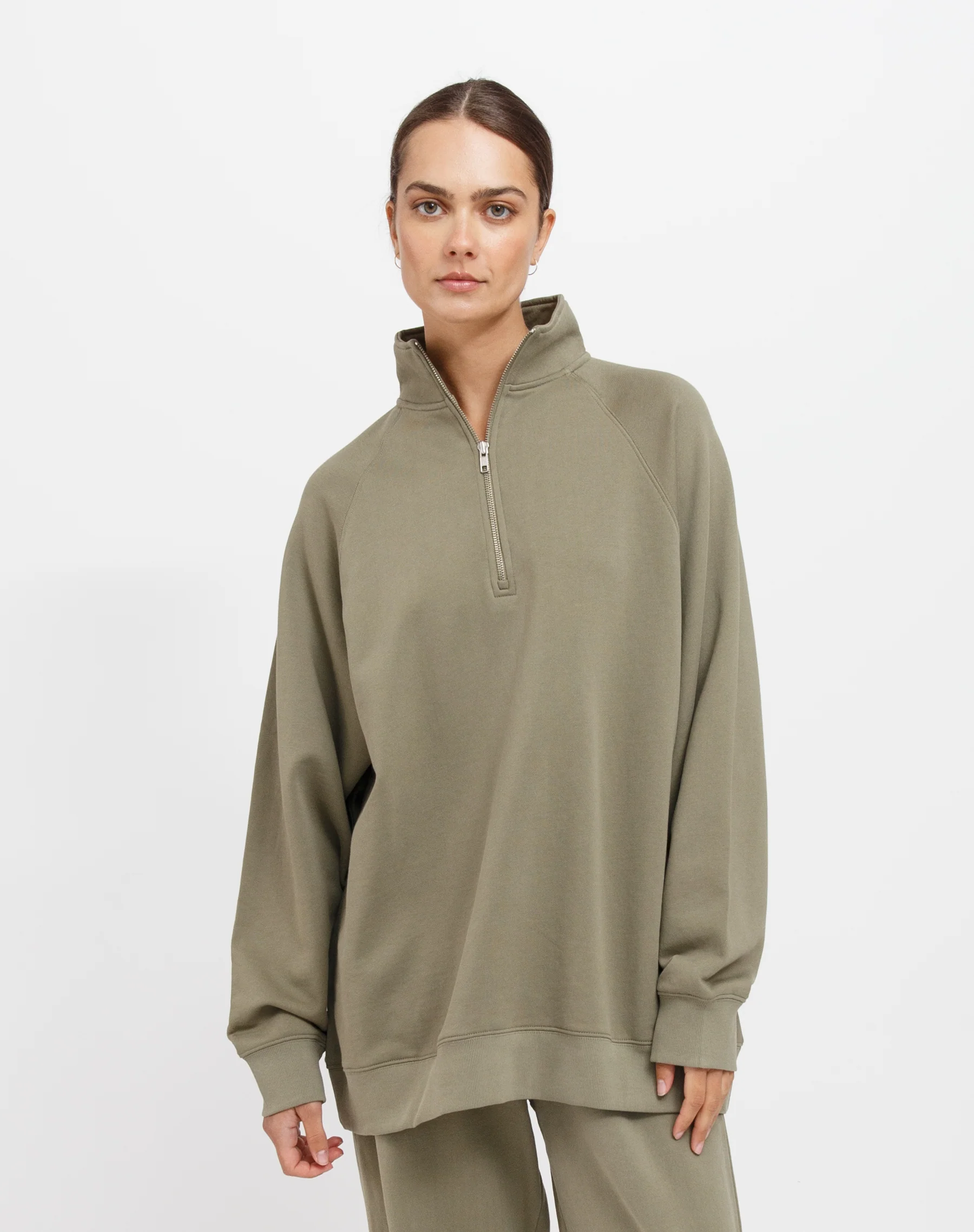 Not Your Boyfriend's Half Zip Sweatshirt in Olive