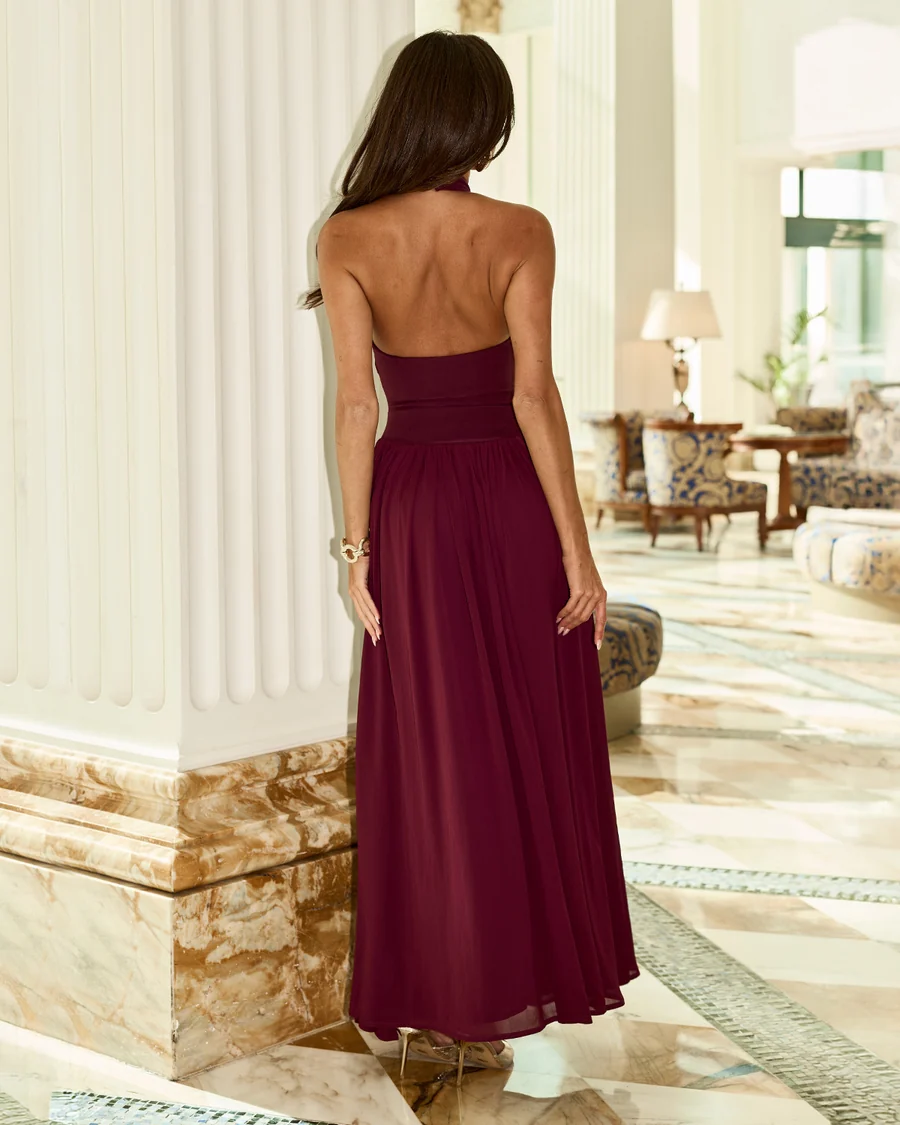 Caliana High Neck Maxi | Plum