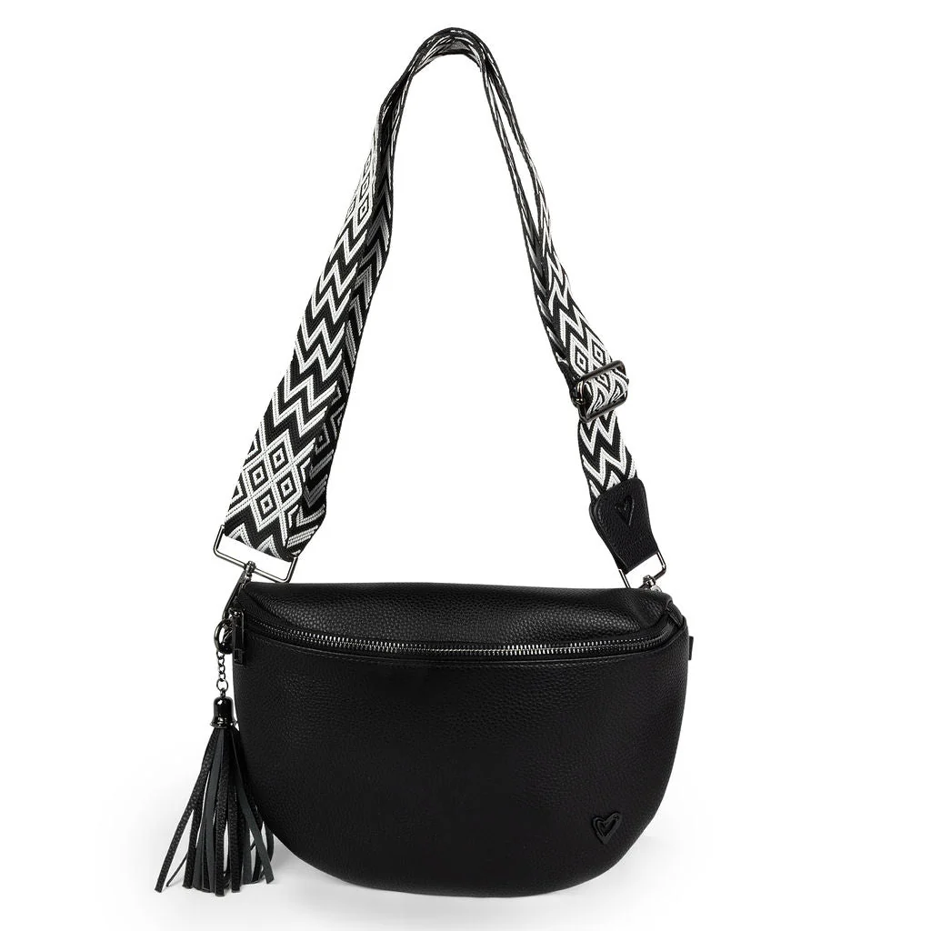 Kimberley Vegan Leather Sling Crossbody in Black