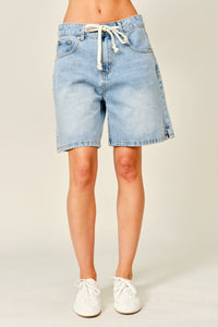 Straight Bermuda Denim Short With Drawstring