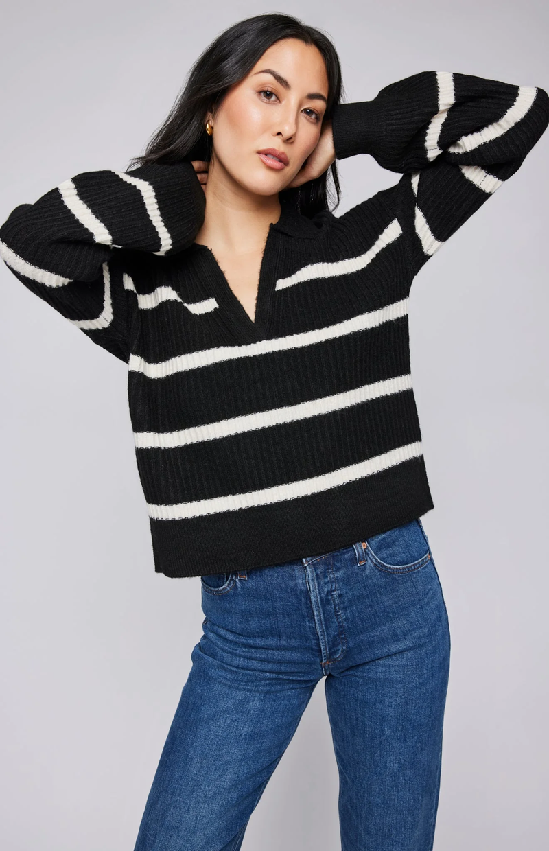 Beckett Sweater in Black Stripe