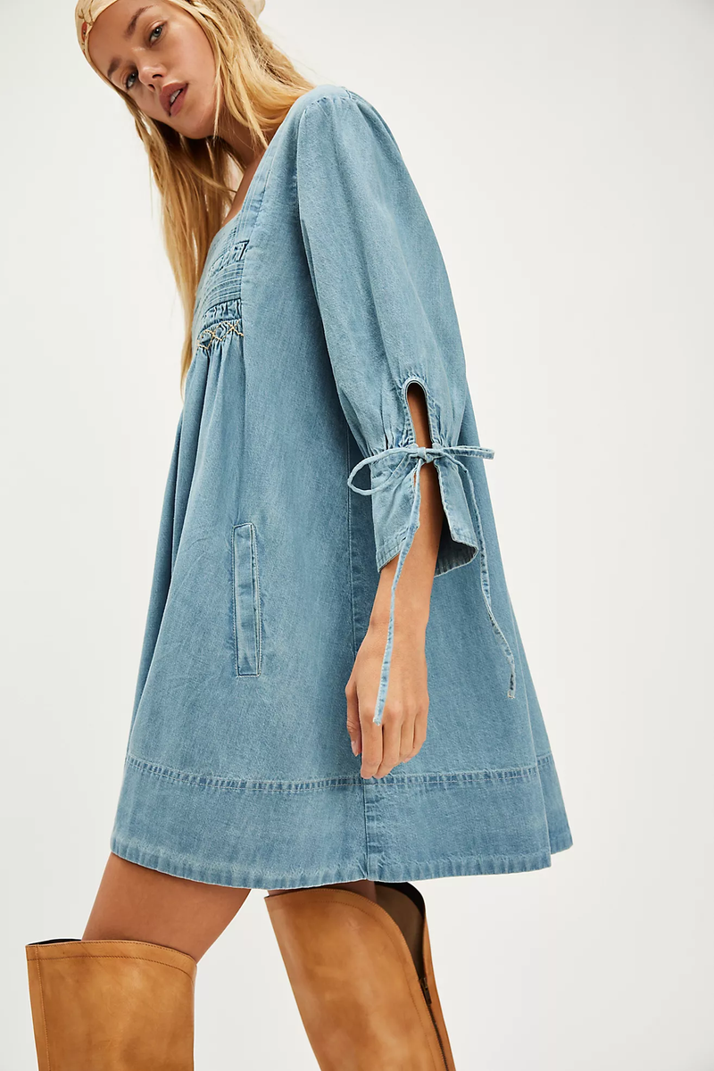 Sonora Denim Mini Dress in Cornflower