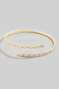 Cubic Zirconia Baguette Tennis Chain Cuff Bracelet