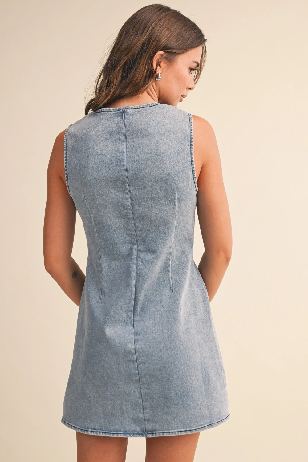 Ribbon Denim Mini Dress