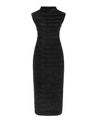 Textured Knit Midi Dress in Black