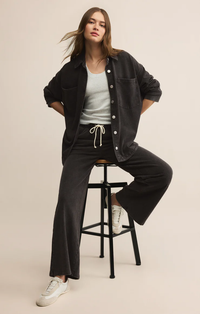 All Day Knit Denim Jacket in Washed Black