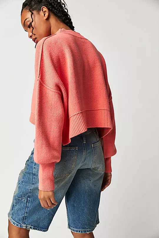 Easy Street Crop Pullover In Guava Juice