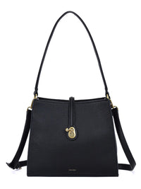 Lock Shoulder Bag in Black Pebbled