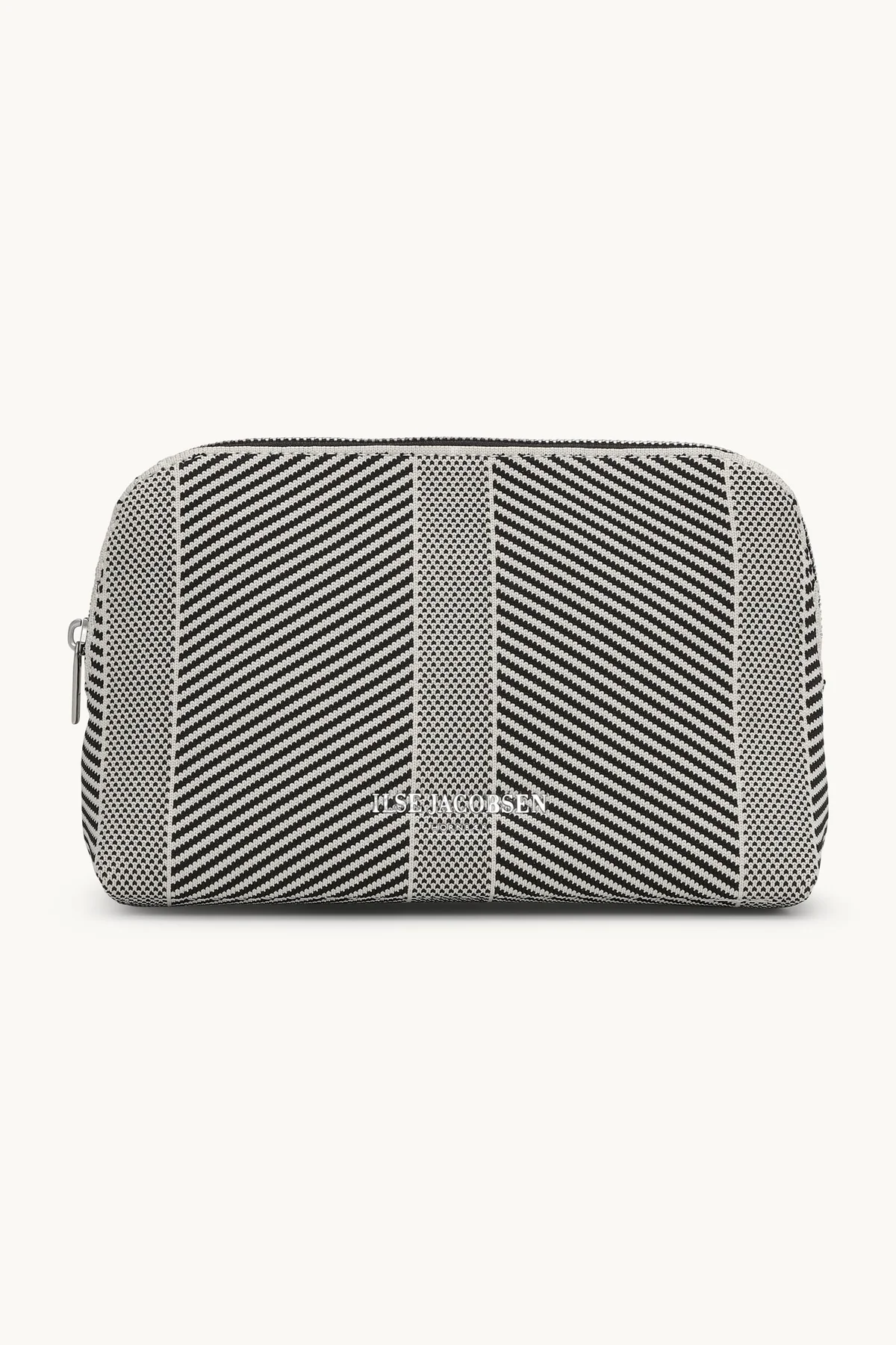 Knitted Makeup Bag in Milk Creme/Black