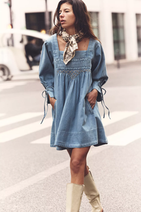 Sonora Denim Mini Dress in Cornflower