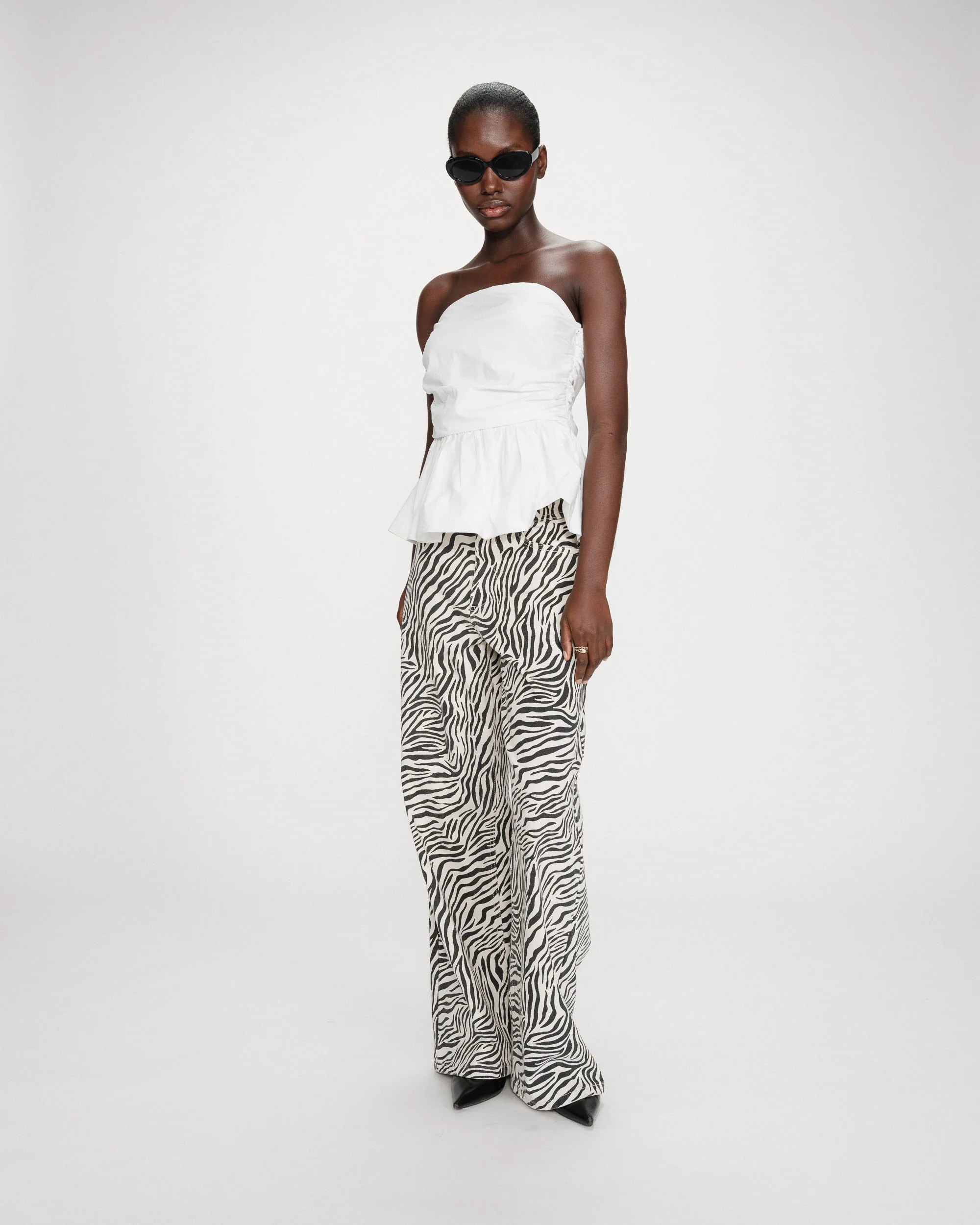 Peplum Bustier Square Neck Top | Ivory