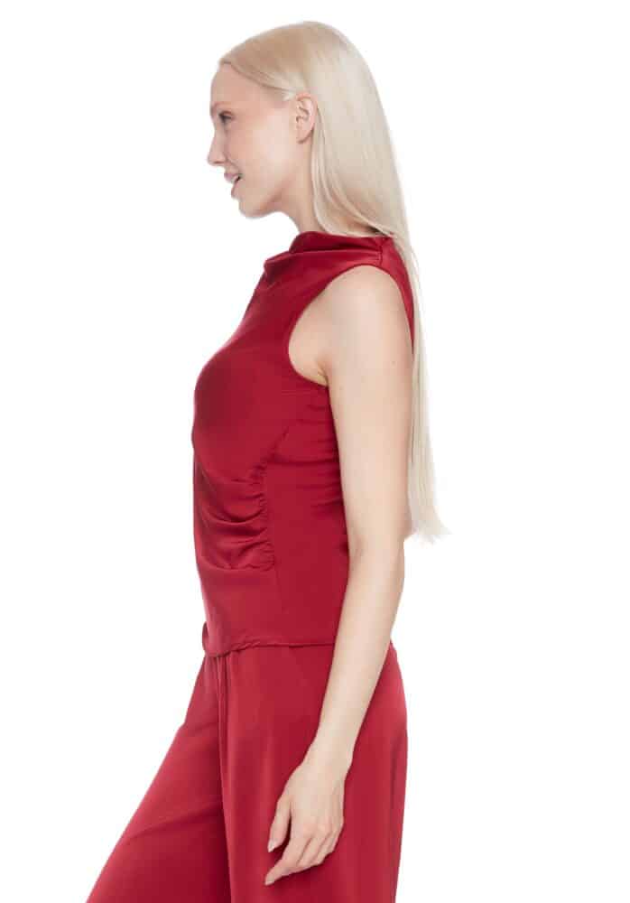 Veronica Belize Satin Sleeveless Top in Lava