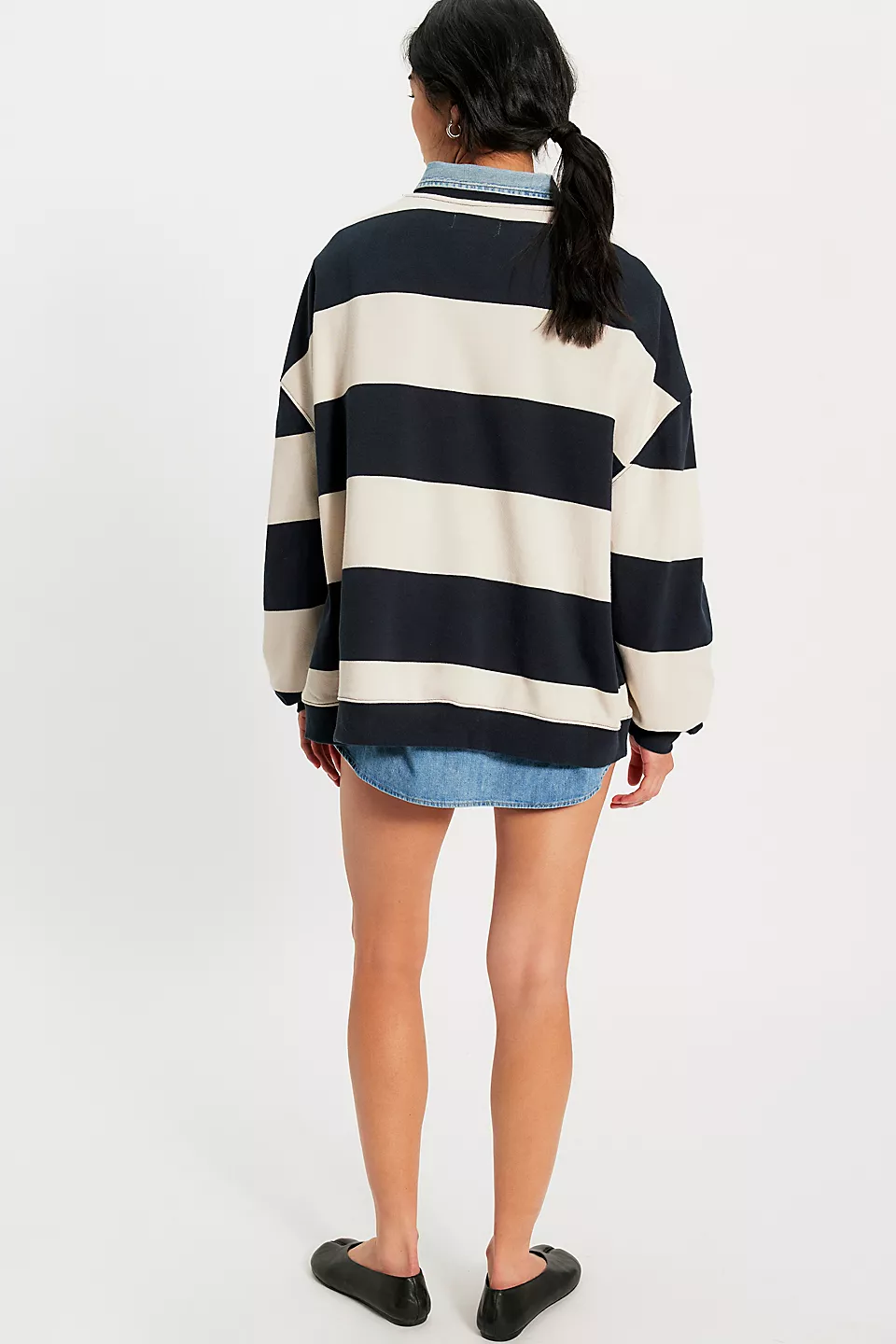 WTF Classic Striped Oversized Crewneck | Black Combo