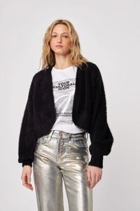 Emmer Fuzzy Knit Bolero | Galaxy Black