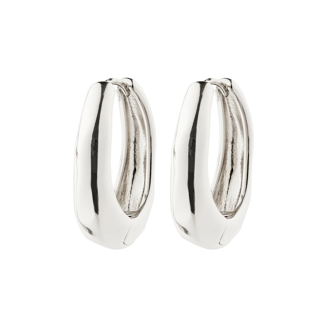 ASHER Recycled Oval Hoop Earrings Silver Plated