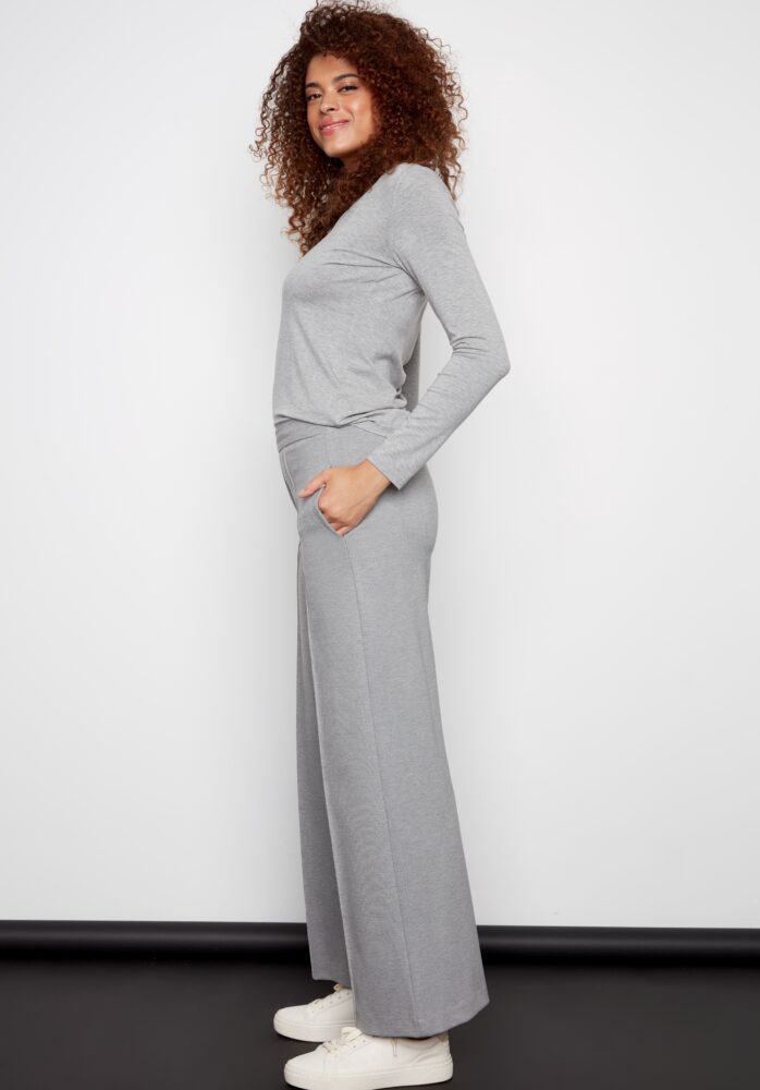 Amiri Ponte Wide Leg Pant in Grey