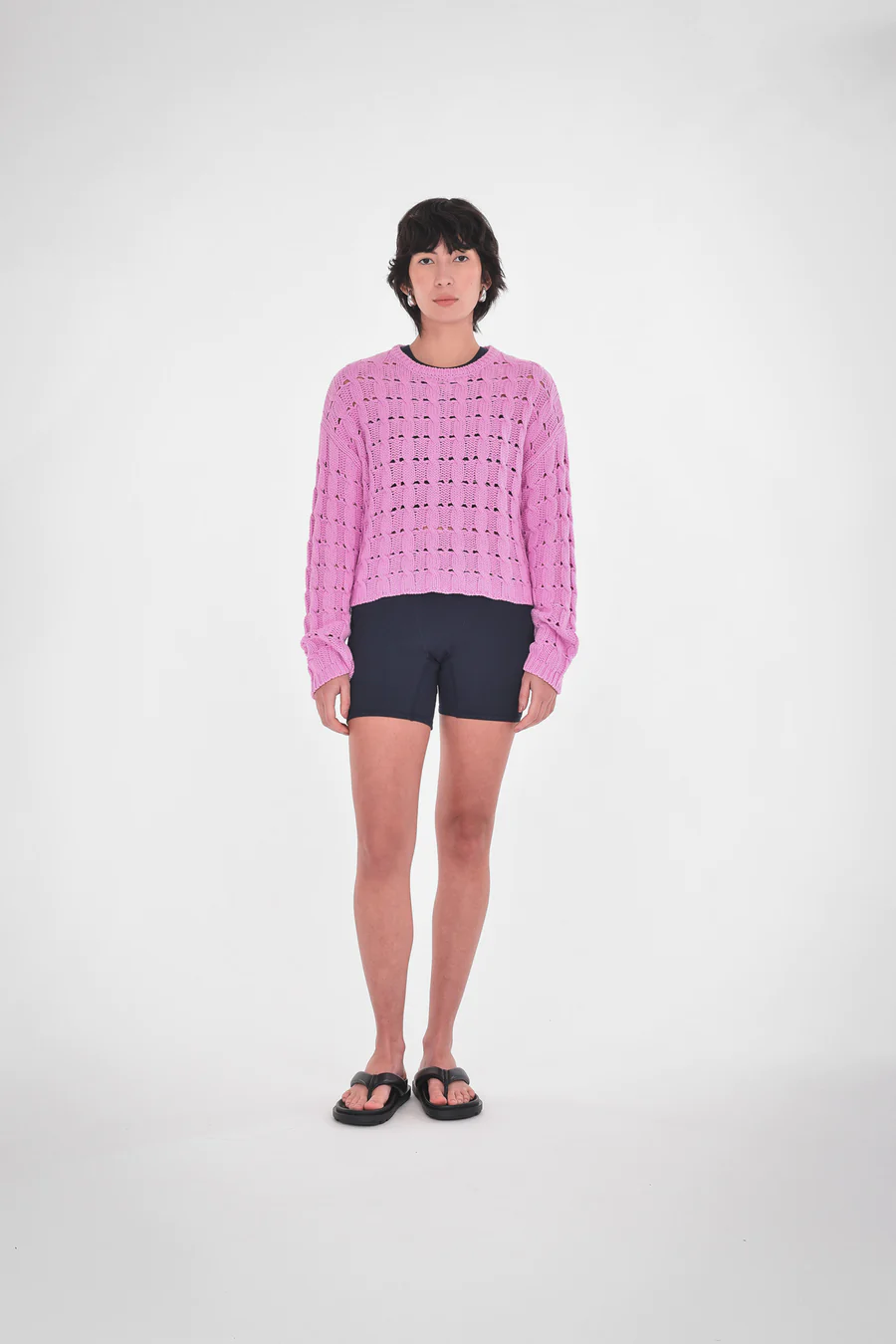 Ella Cable Pullover In Fondant  Pink