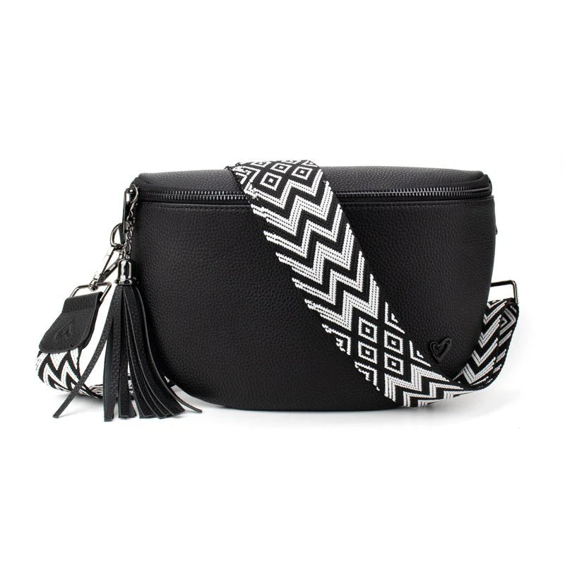 Kimberley Vegan Leather Sling Crossbody in Black