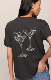 Martini Graphic Boyfriend Tee | Ash Black
