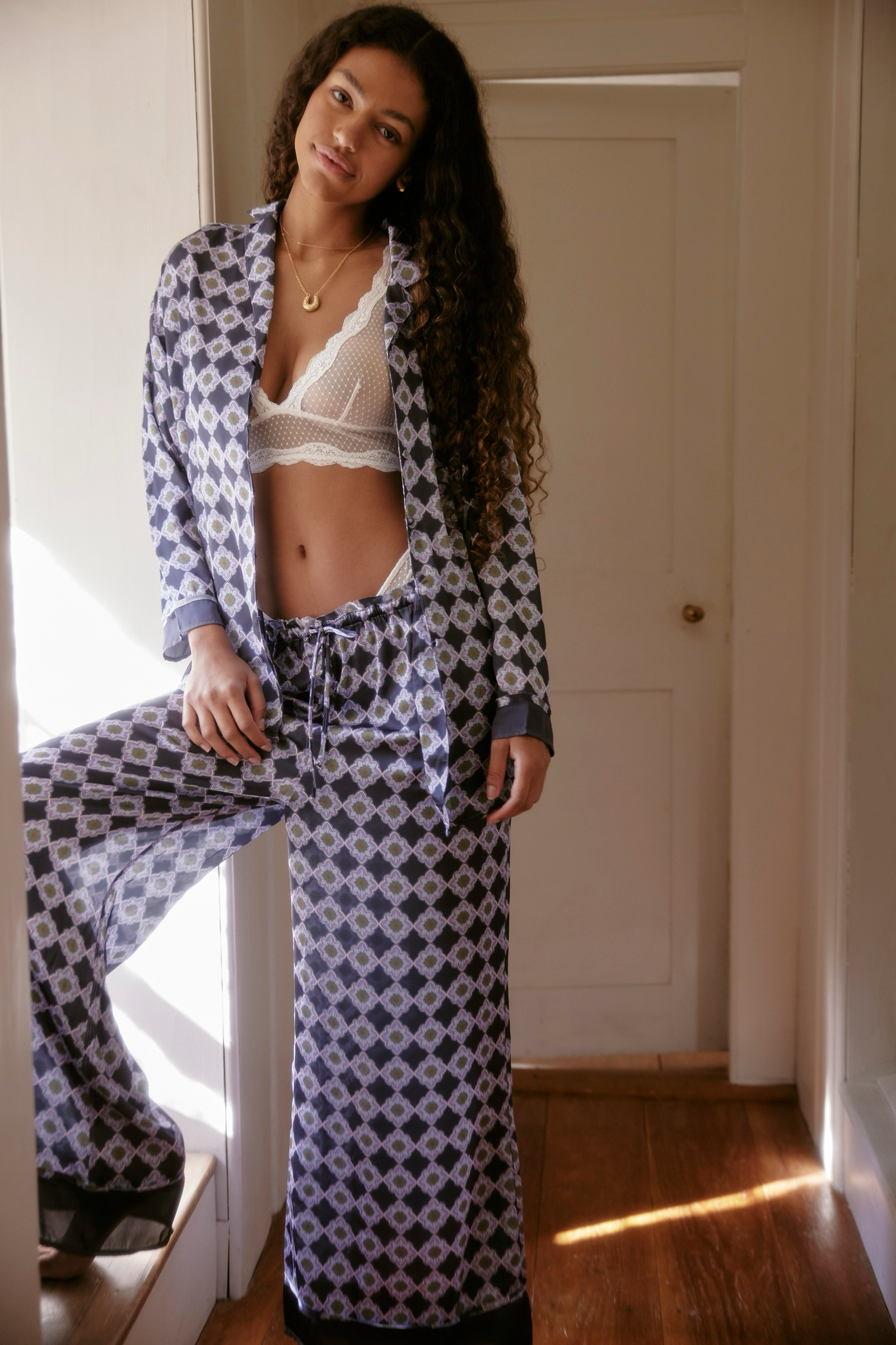 Dreamy Days Solid PJ Set in Navy Combo