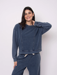 Kacey Denim Look French Terry Pullover