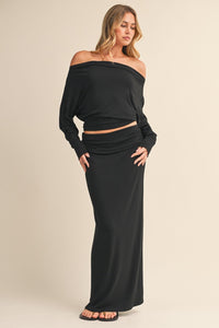 Long Sleeve Knit top and Maxi Skirt Set
