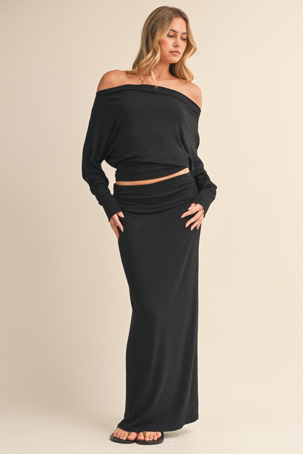 Long Sleeve Knit top and Maxi Skirt Set