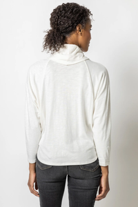 Oversized Cowl Neck Top In Ecru