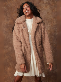 Poodle Sherpa Jacket in Taupe