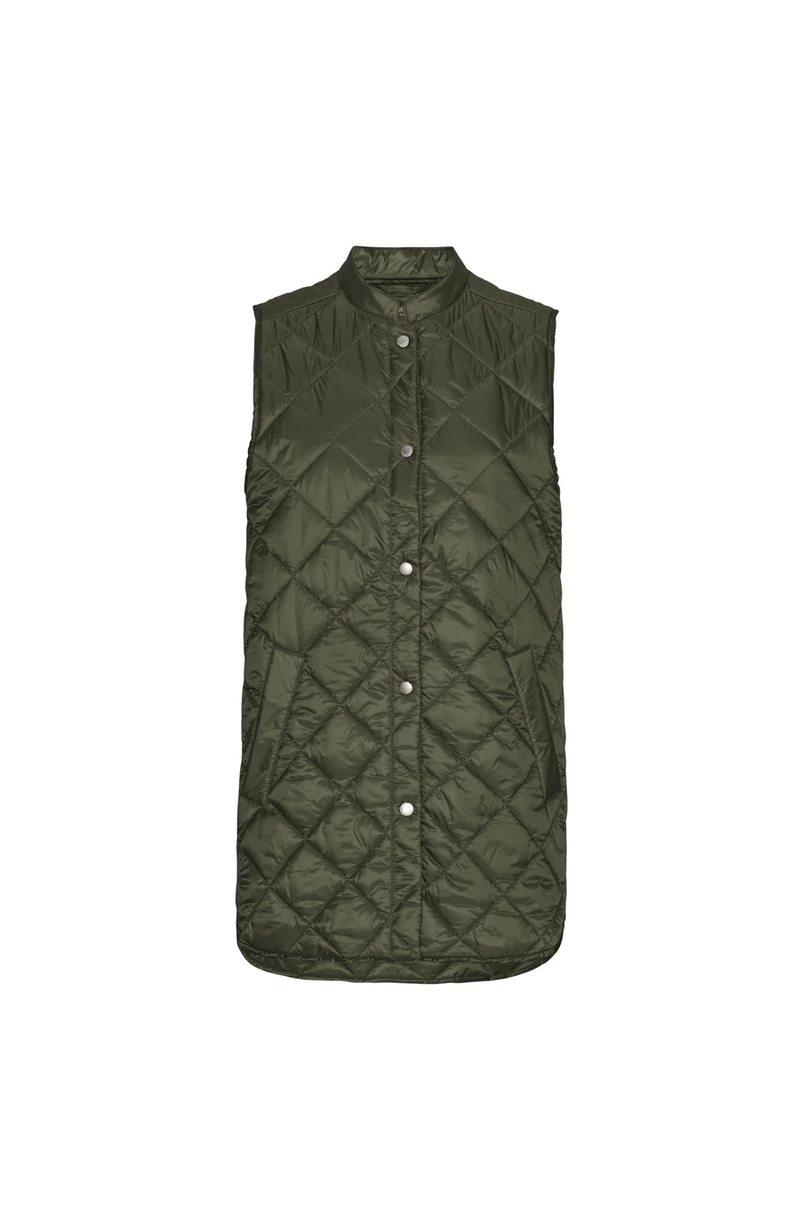 Short Quilt Vest | Deep Olive Pearl04