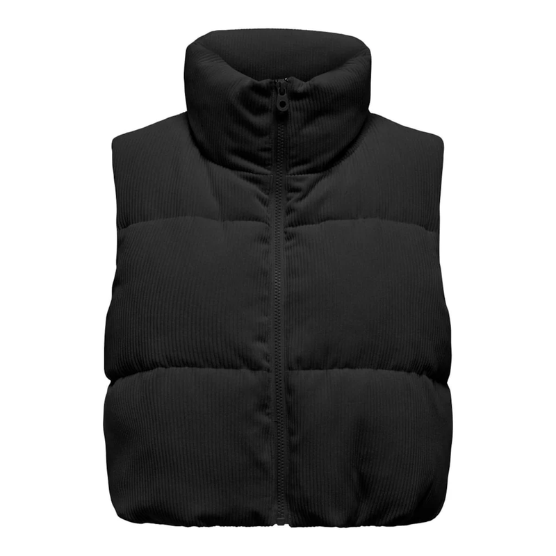 Elsie Cord Puffer Vest In Black