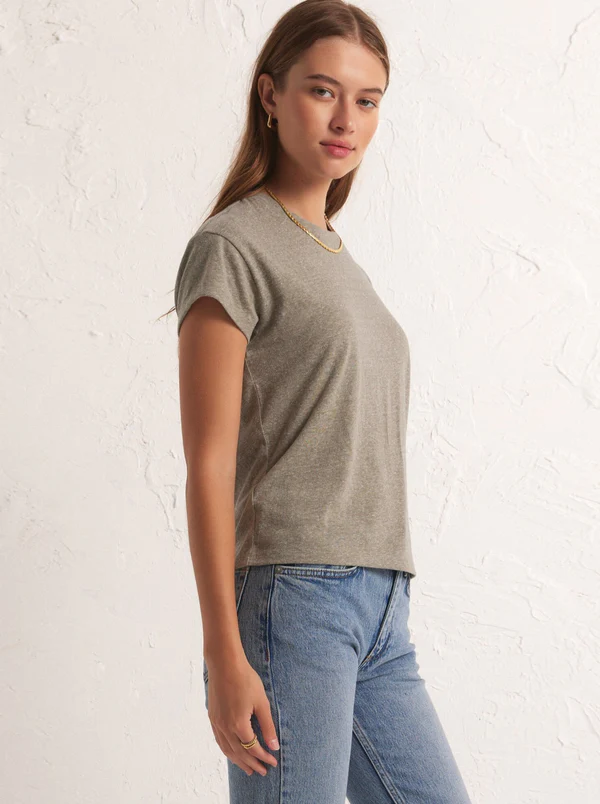 Modern Tri Blend Crew Neck Tee In Classic Heather Grey