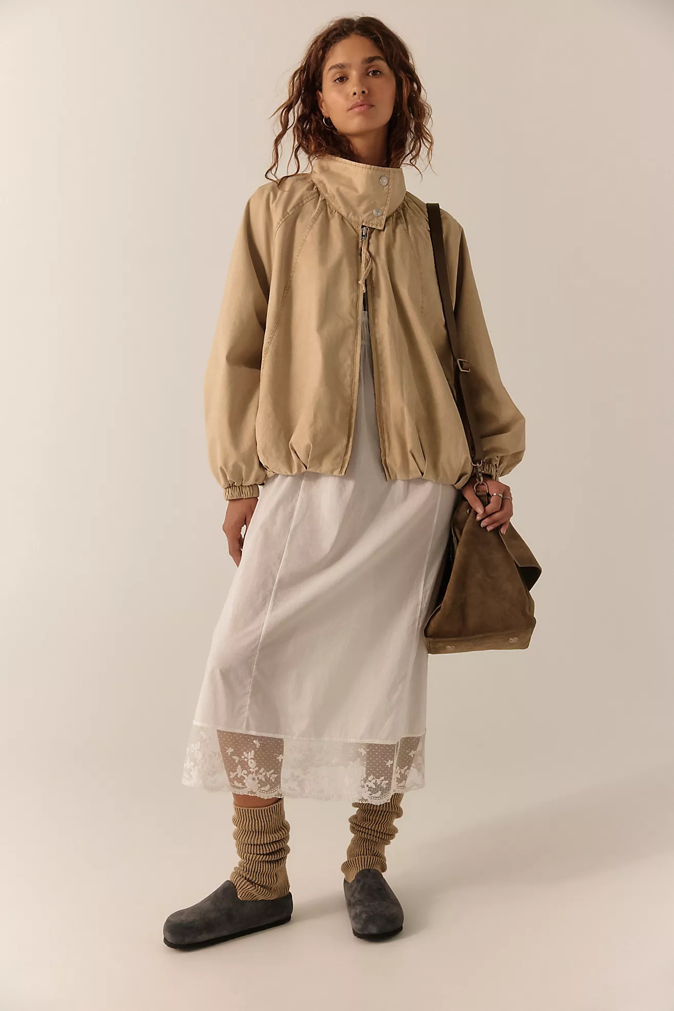 Chelsea Funnel Neck Jacket in Oatmeal