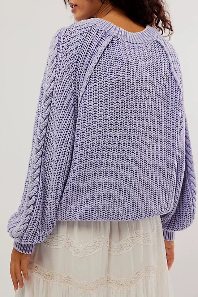 Frankie Cable Sweater In Heavenly Lavender