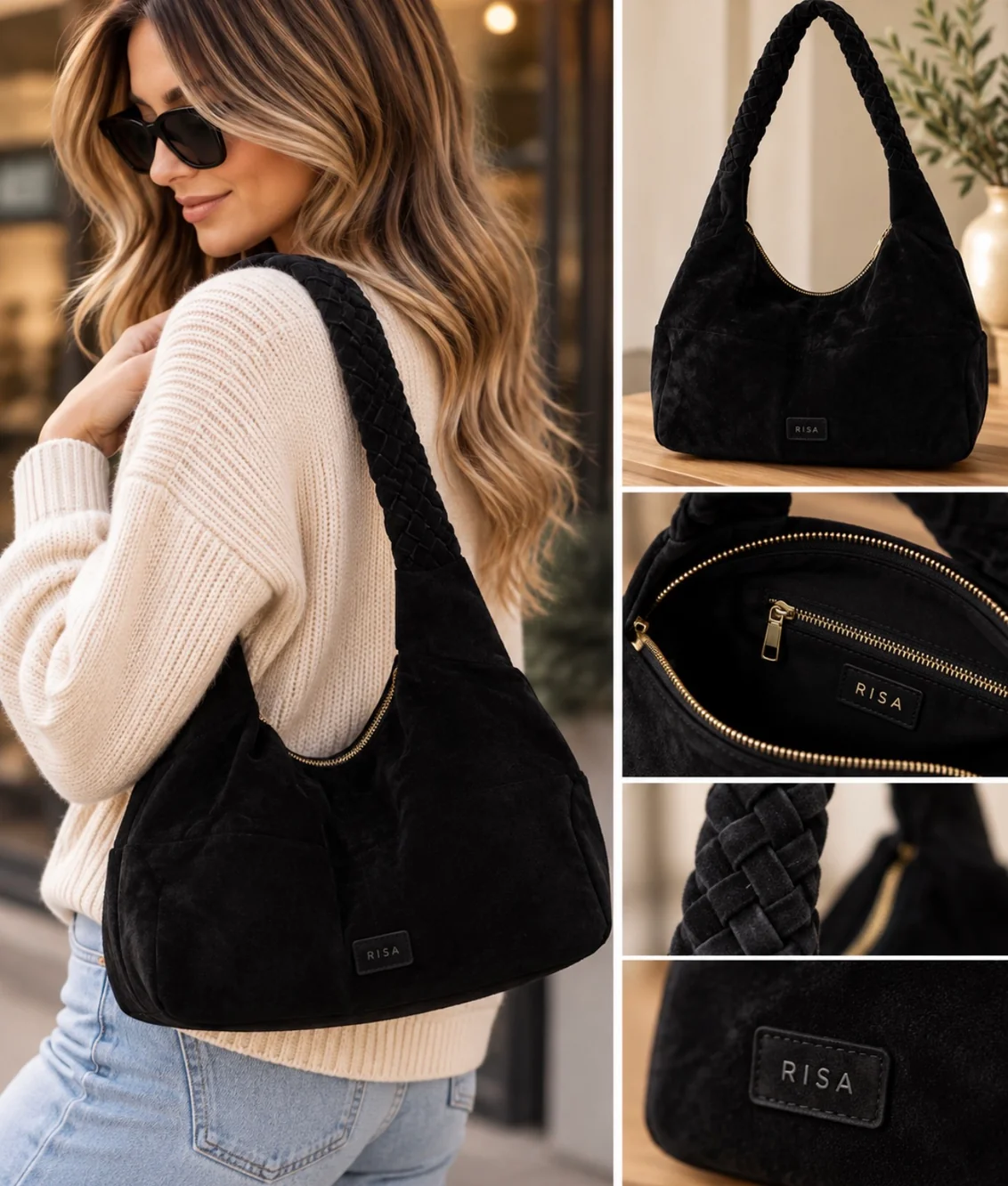 Kate Weave Suede Slouchy Bag | Two Colours