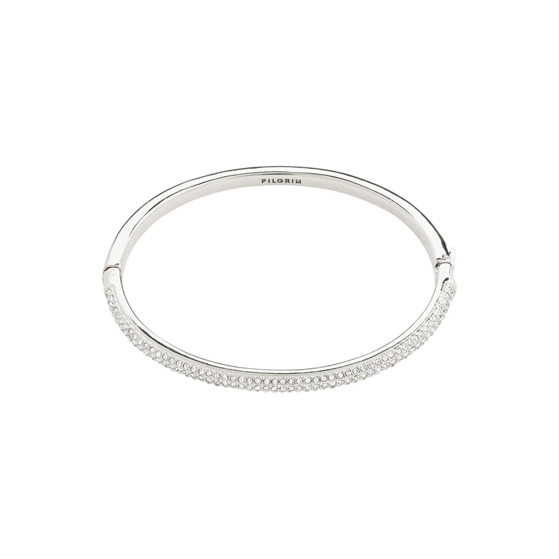 FOCUS Recycled Crystal Bangle Bracelet Silver Plated