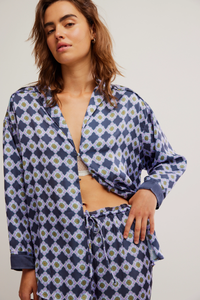 Dreamy Days Solid PJ Set in Navy Combo