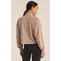 On The Run Half Zip Sweatshirt in Latte